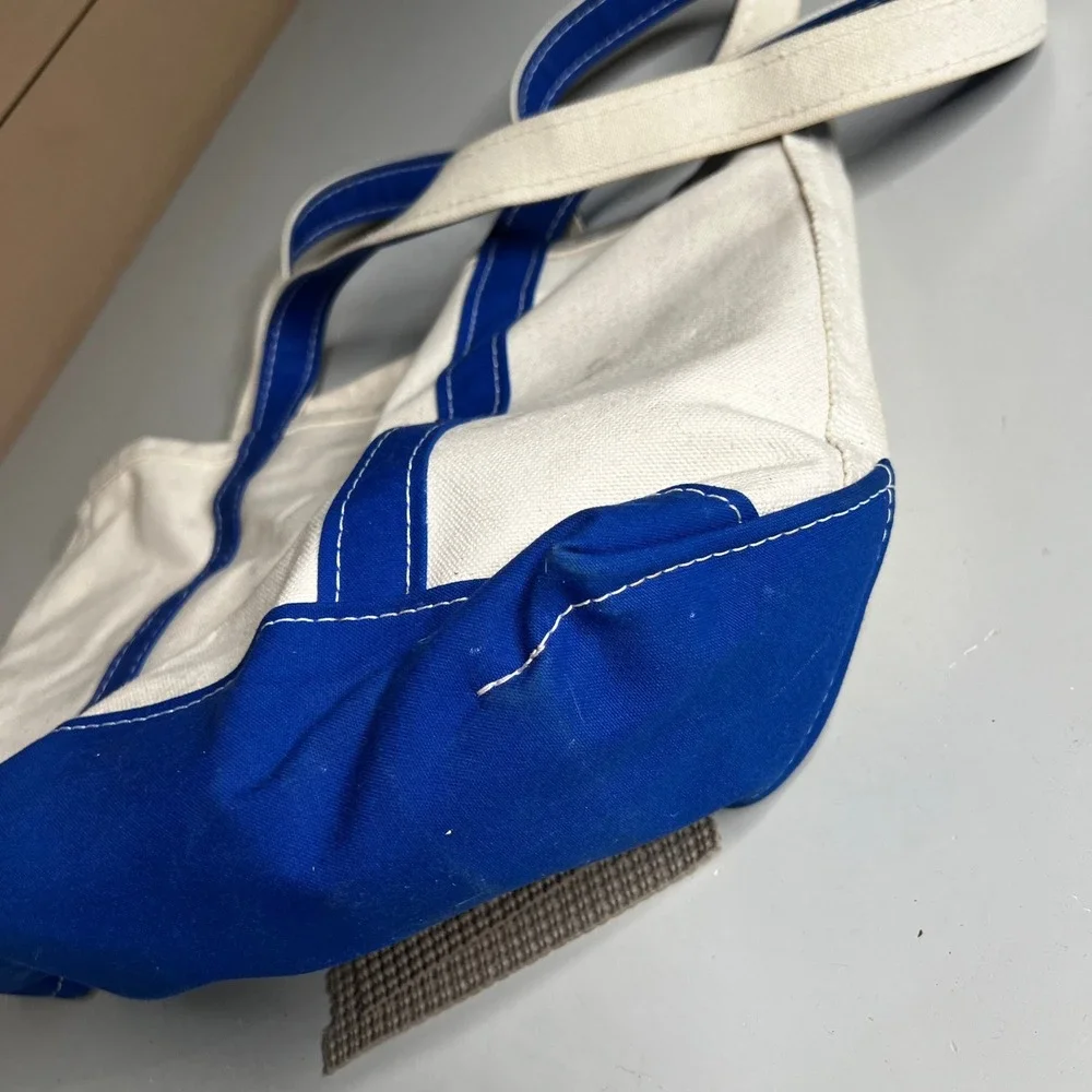 LL Bean Boat and Tote Canvas Bag Blue Emily Monogram Made in USA Medium